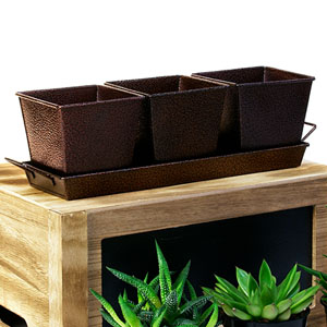 Metal  Powder Coated Brown Herb Container